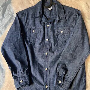 Boy's Dark Blue Long Sleeve Dress Shirt